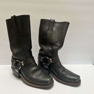 Frye Harness Womens Size 6.5 Black Leather Motorcycle Biker Riding Boots